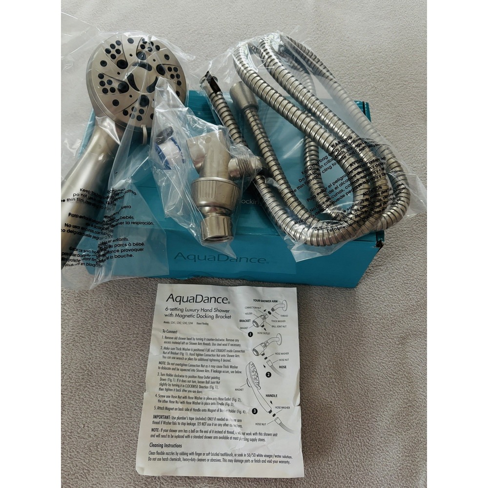 Aqua Dance Luxury Hand Or Fixed Shower  With Magnetic Docking chrome Open Box